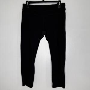 Lululemon Capri Leggings Womens 8 Black Zip Pocket Running Yoga Athletic Pants